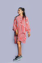 Striped button down long sleeve dress