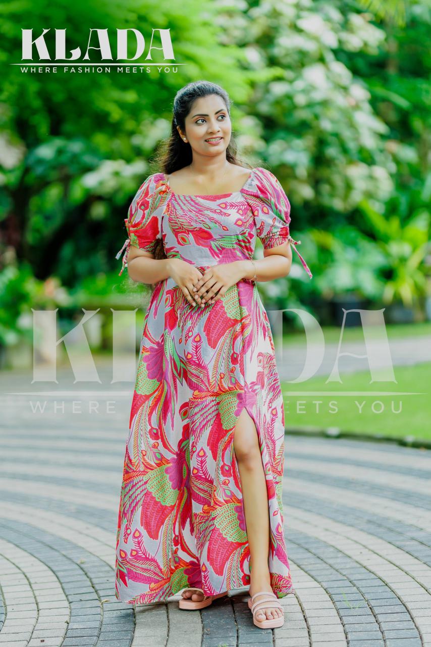 Linen Embroidered Maxi Dress