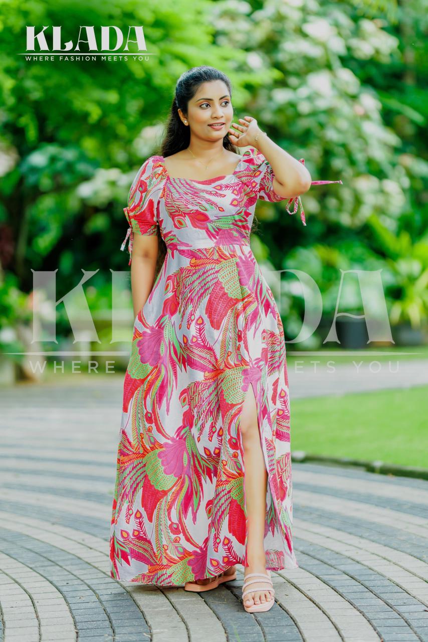 Linen Embroidered Maxi Dress